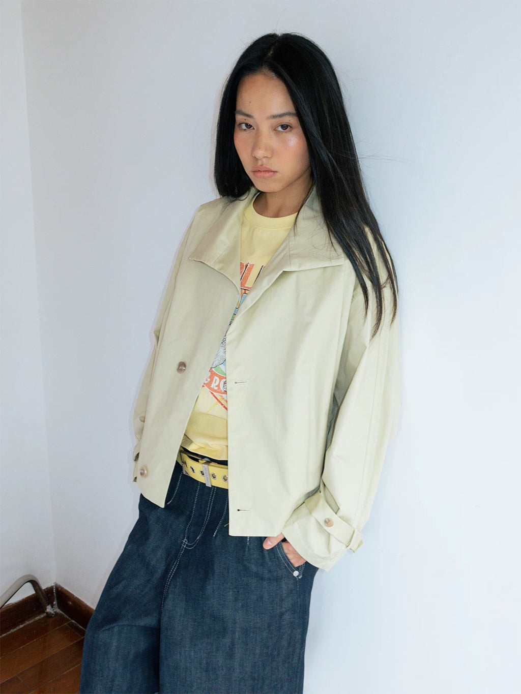 FUNKYFUN Vintage Lapel Waist Pleated Jacket