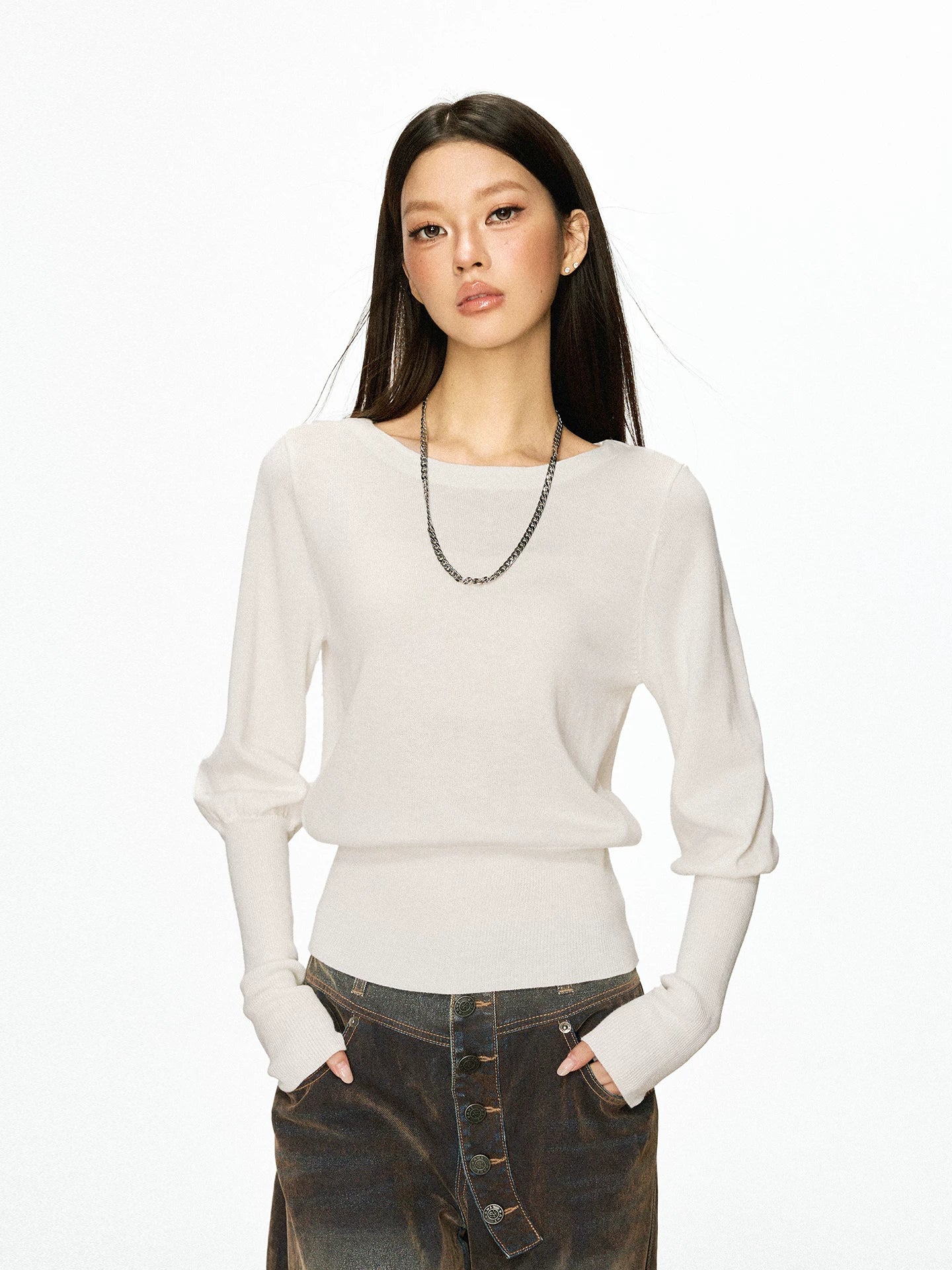 Cherry Melody | Vintage Loose Fit Wool-Blend Knit Sweater