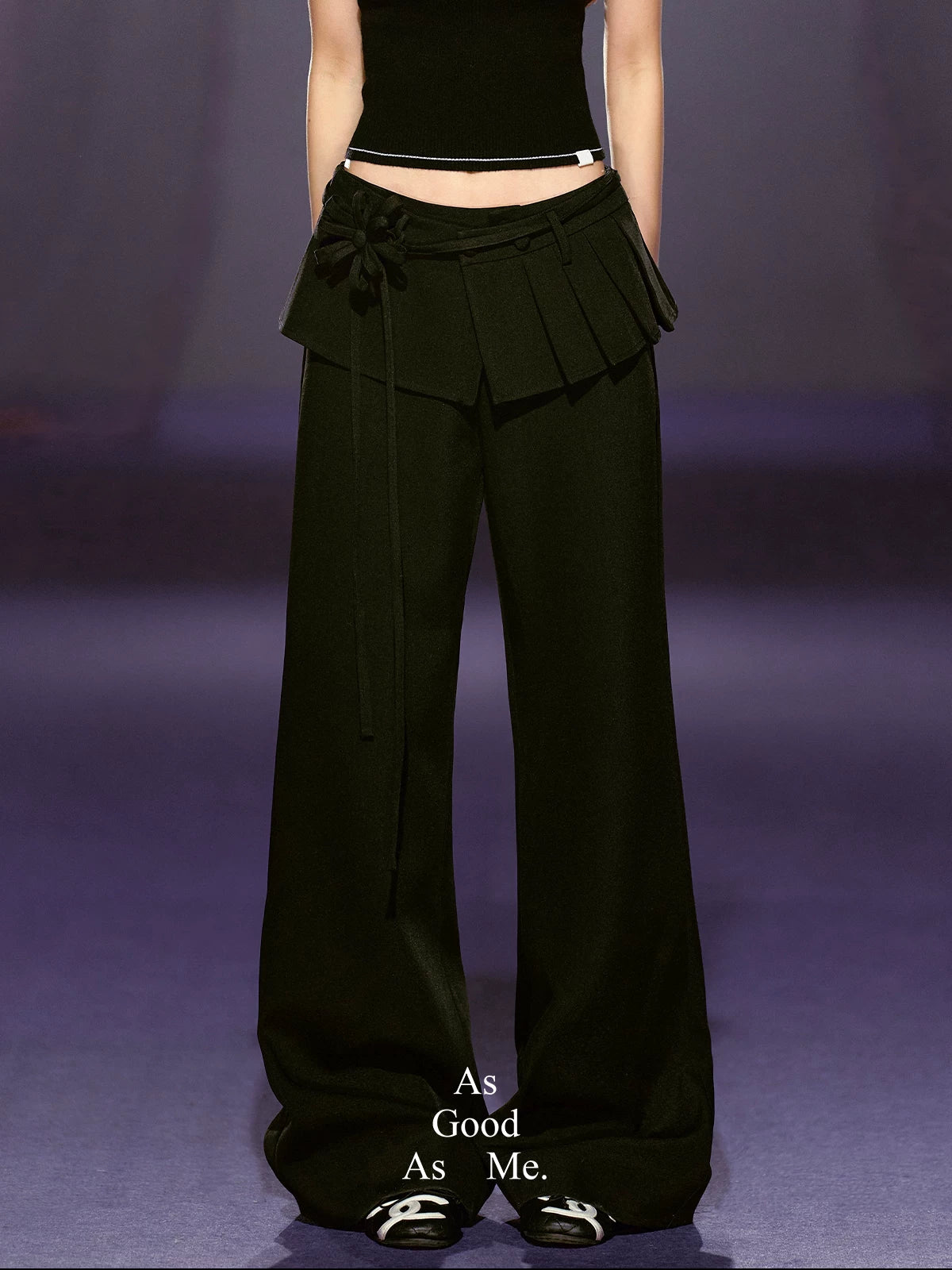 AGAM Fake Two-piece Pleated Straight Trousers