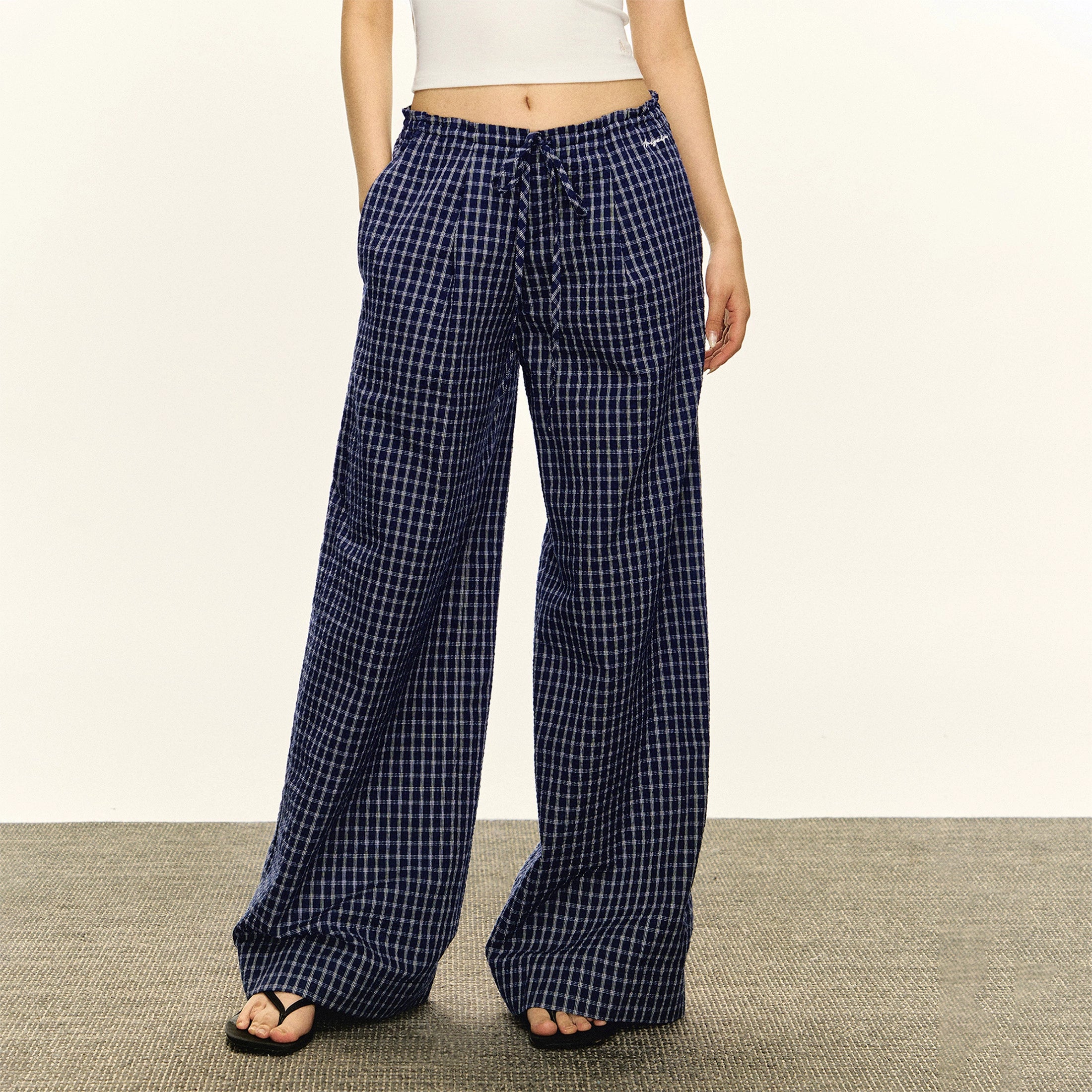 Ariseism Vintage Thin Plaid Casual Pants