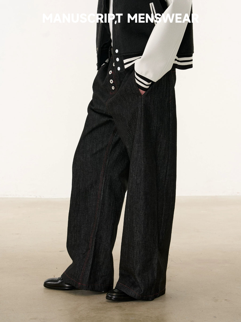 MANUSCRIPT Five-button I-pleated Low-rise Jeans