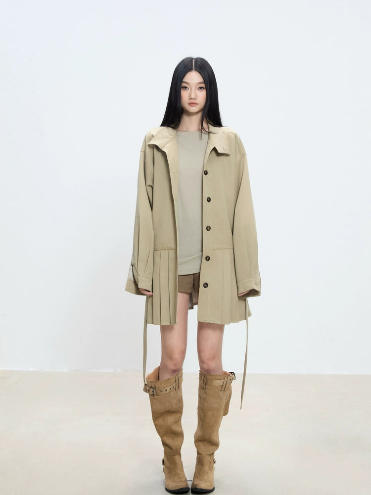 WITHMIN Loose Slimming Casual and Versatile Mid-length Trench Coat