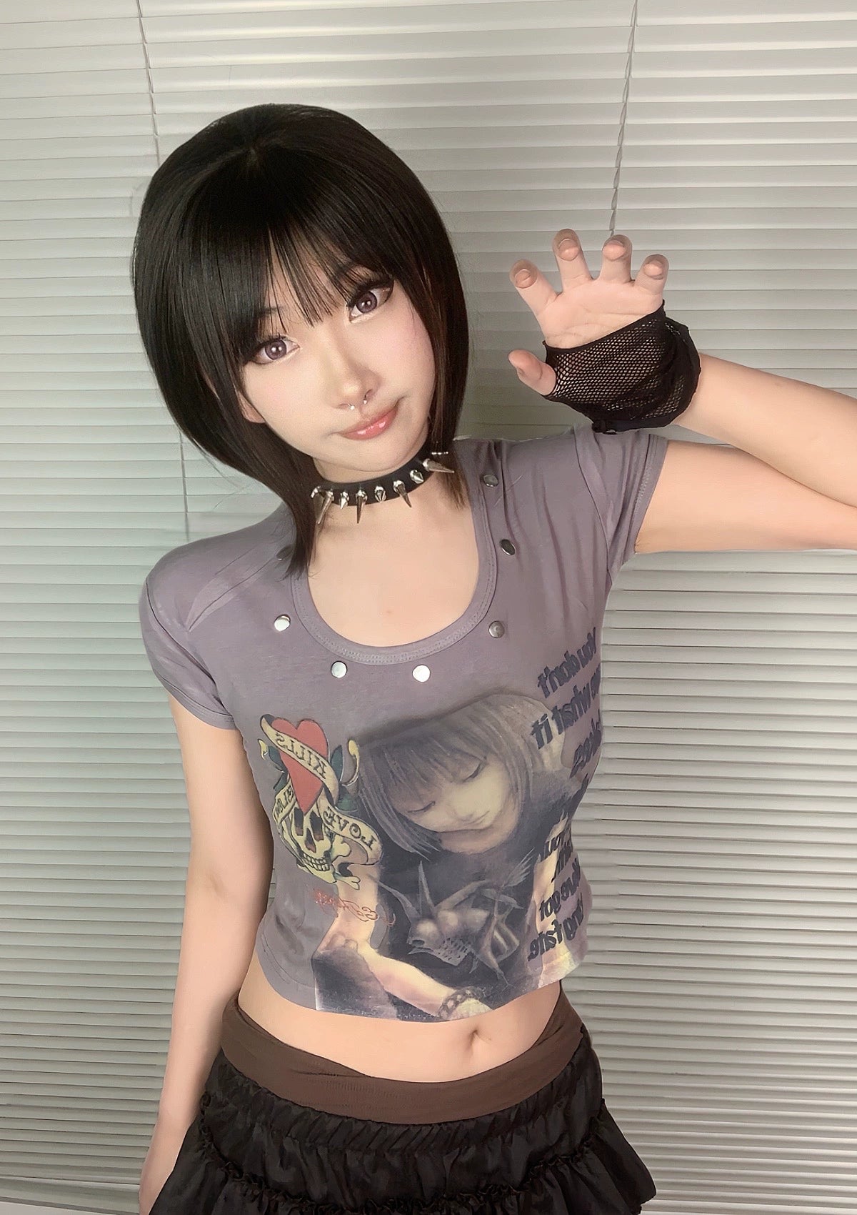 WEBBAR Old Riveted Punk Street Short Y2K Tee