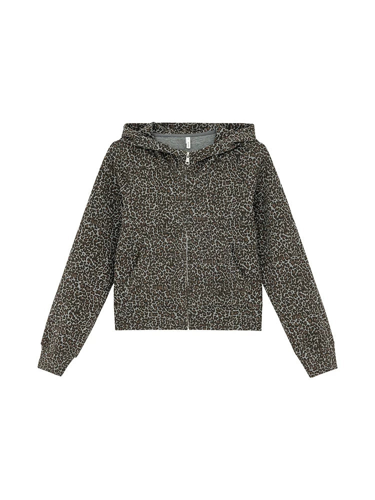 KANO Retro Old Leopard Print Sweater Jacket