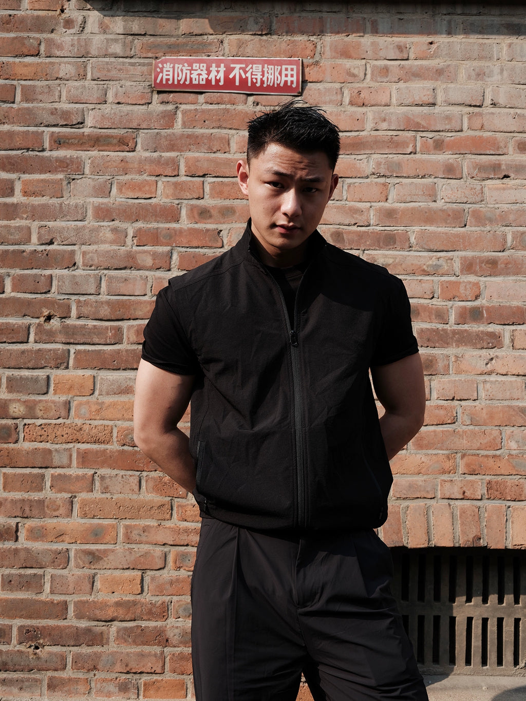 GTAL Vest Stand-up Collar Zipper Stacked Sleeveless Jacket