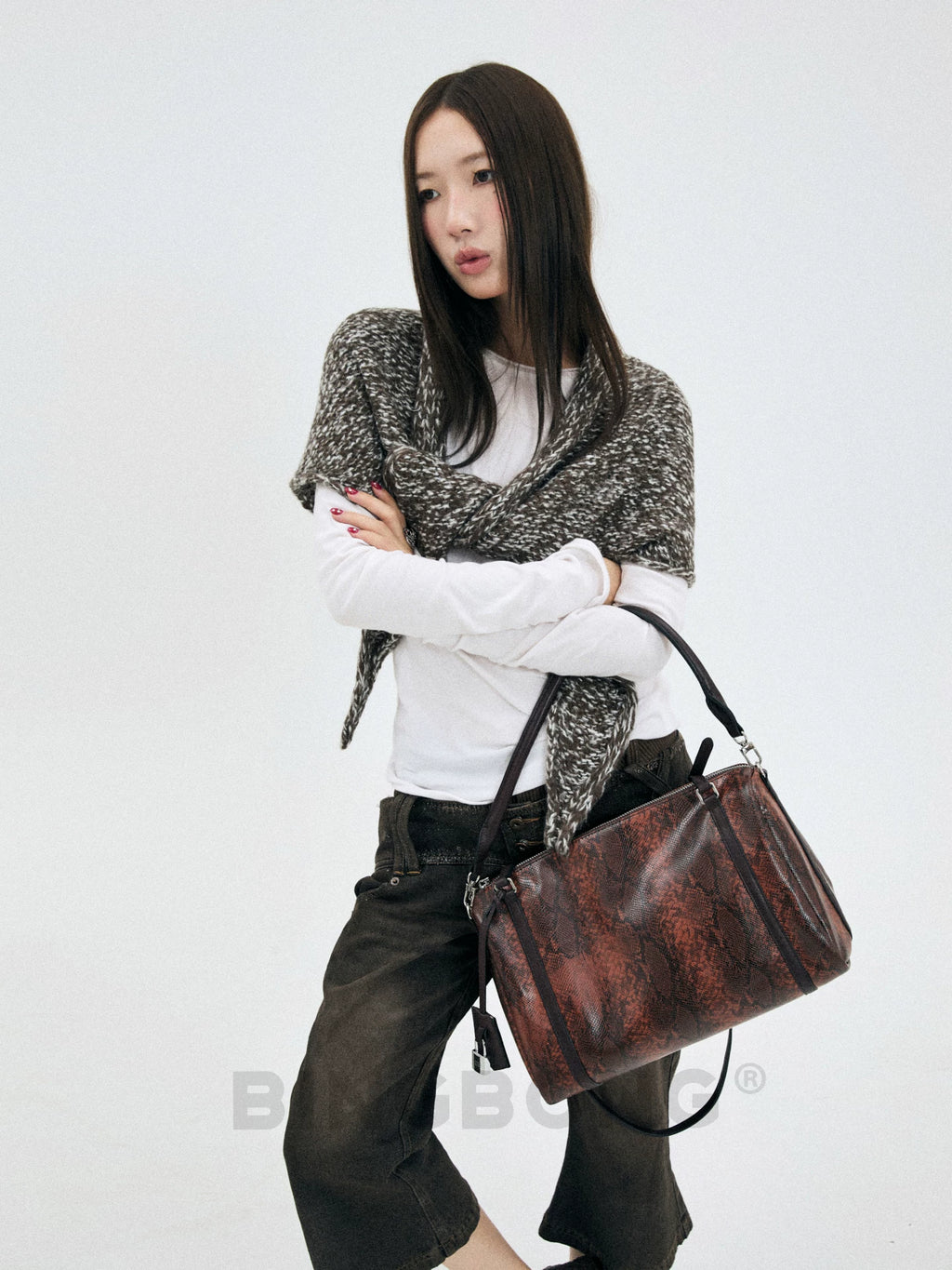 BINGBONG Snake Pattern Large Capacity Armpit Bag