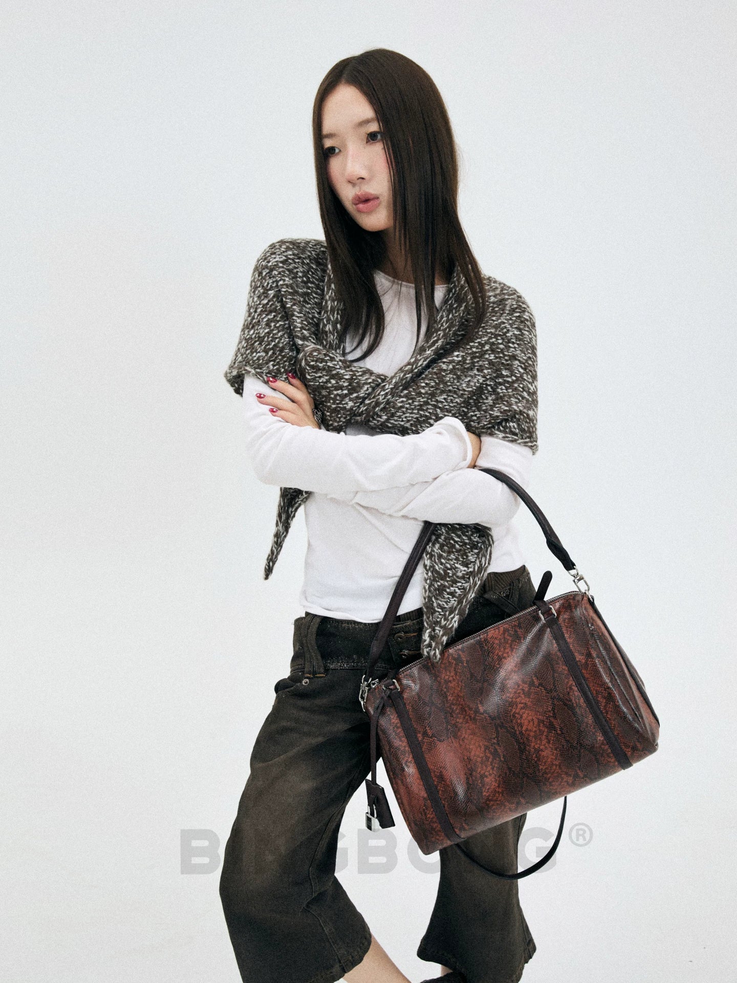BINGBONG Snake Pattern Large Capacity Armpit Bag
