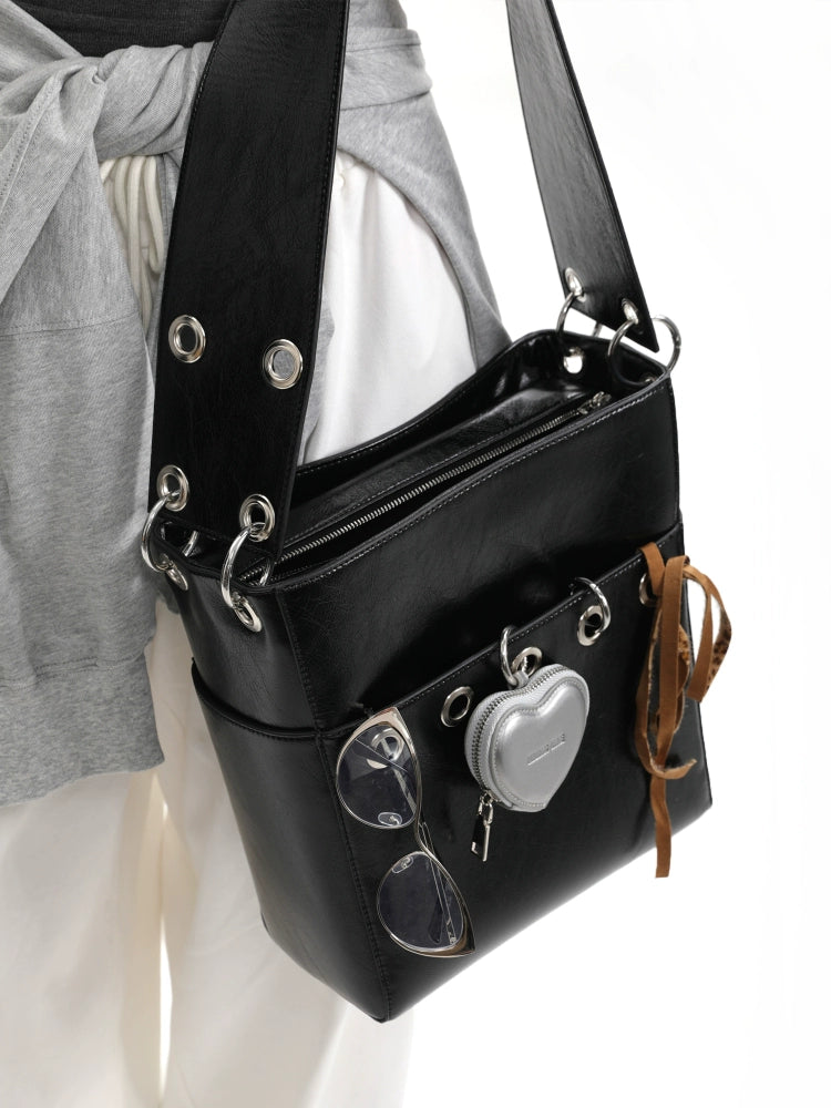 JANDRESS Casual Porous Punching Bucket Bag