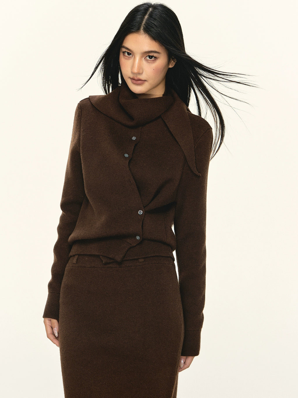 Anna Aneae Sweater Cardigan Knitted Skirt Set