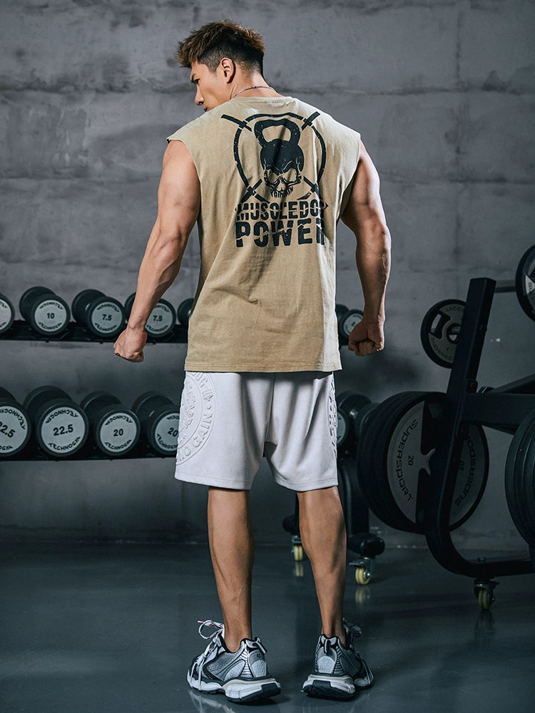 Muscle Dog Skull Print Loose Vest