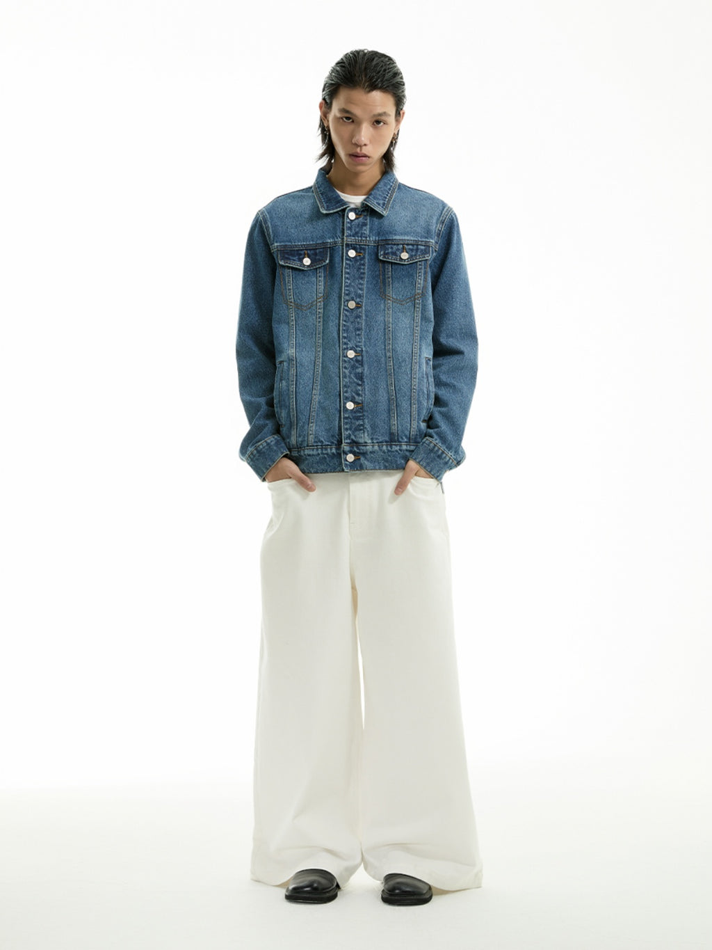 FUNKYFUN Ma Liu Made Old Lapel Loose Denim Jacket