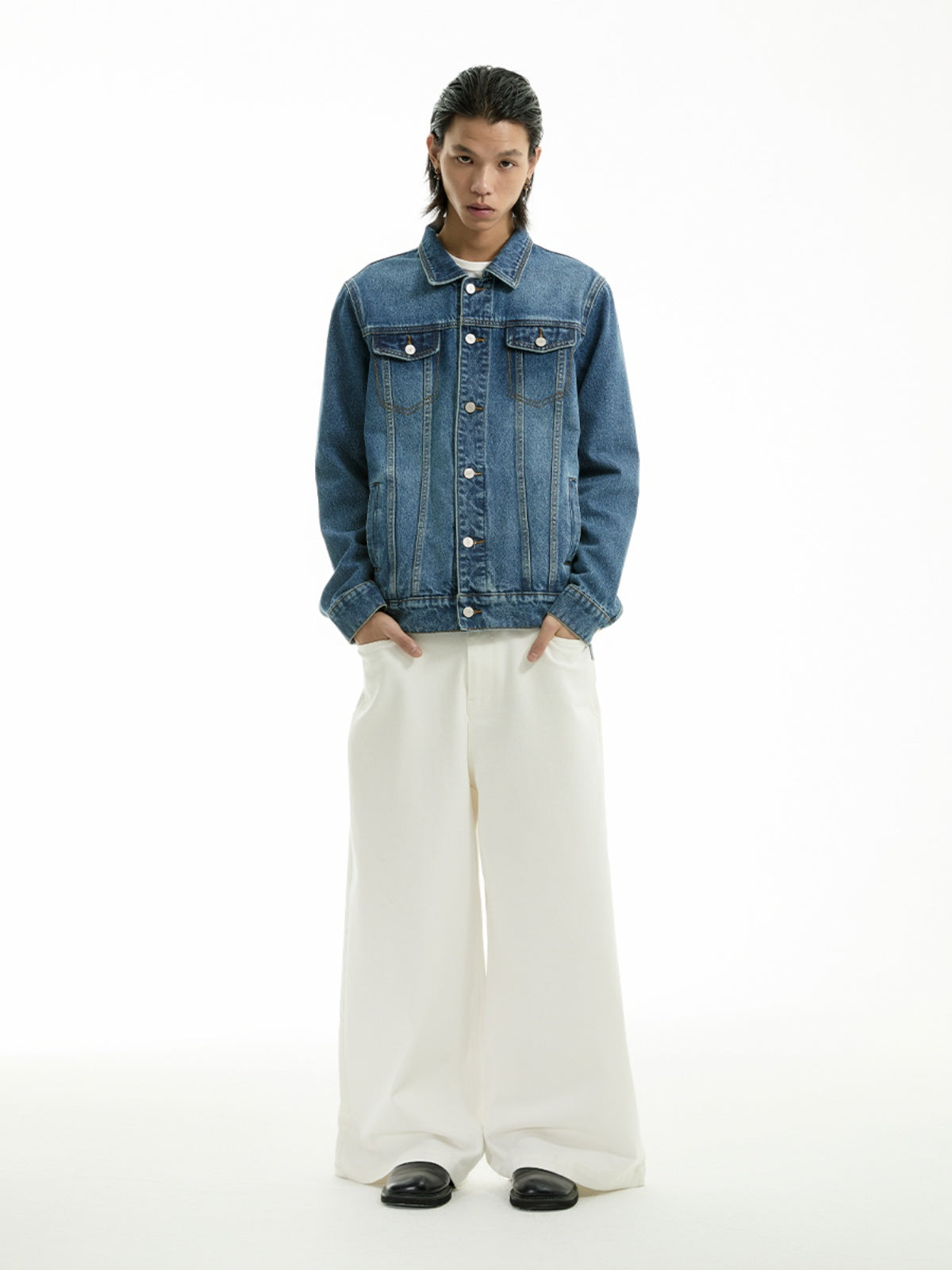 FUNKYFUN Ma Liu Made Old Lapel Loose Denim Jacket