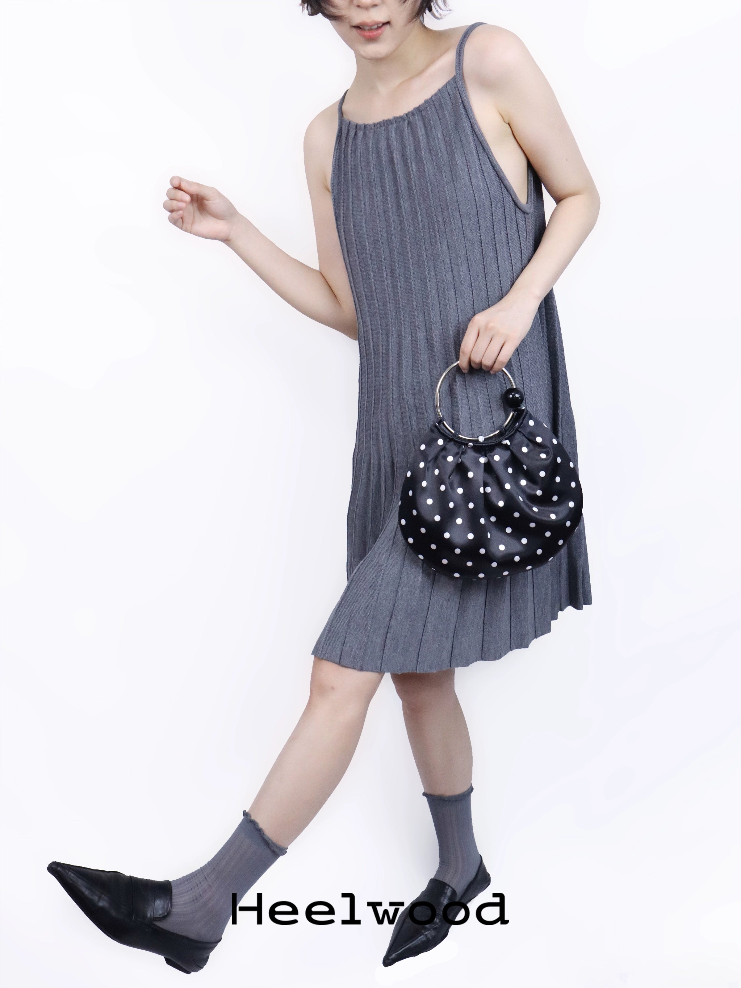 Heelwood Vintage Pleated Portable Polka Dot Shoulder Bag