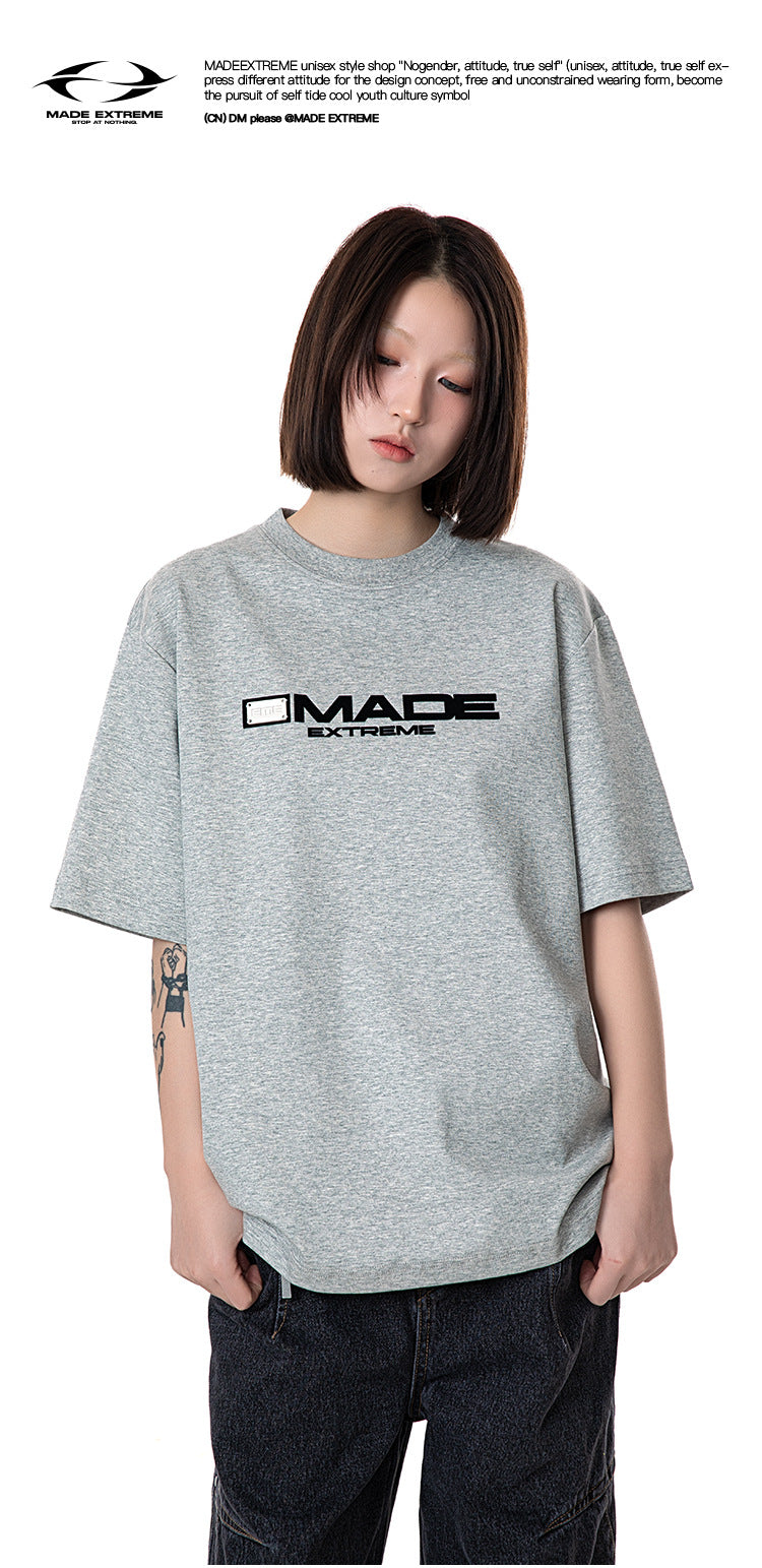 MADEEXTREME 240g Metal Buckle Letter Tee