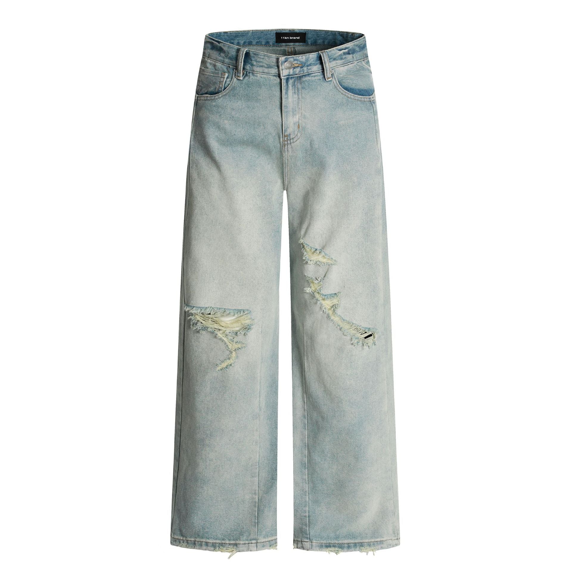 11KN Retro Loose and Thin Wide-leg Casual Jeans