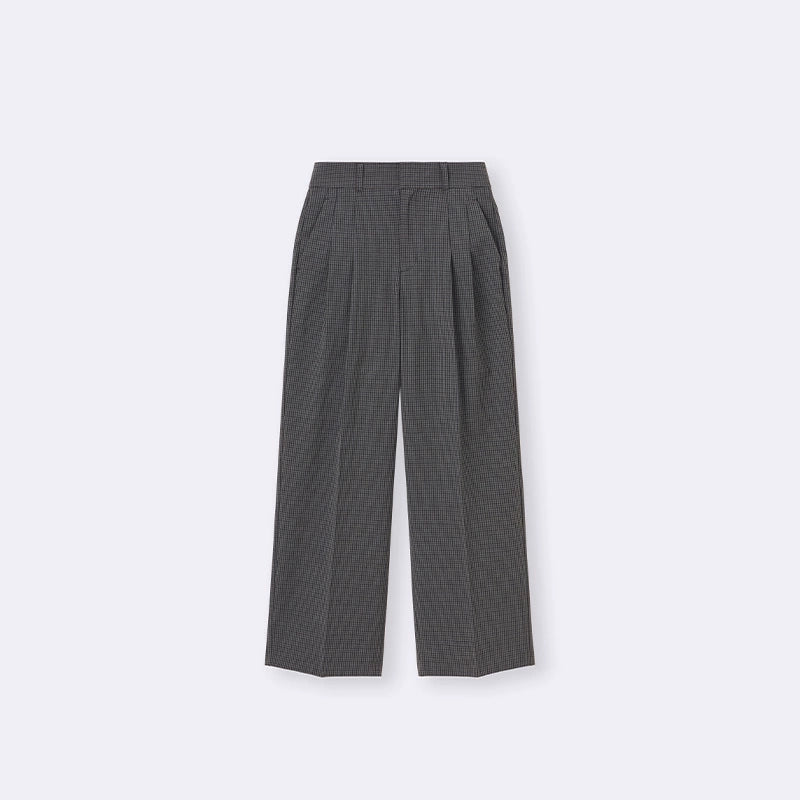 GU Pleated Loose Casual Retro Casual Plaid Pants