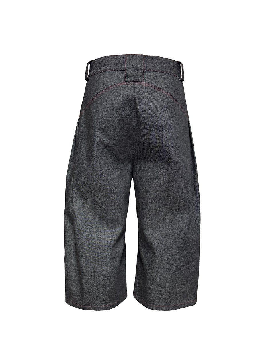 JCAESAR Red Line Pleated Cropped Pants
