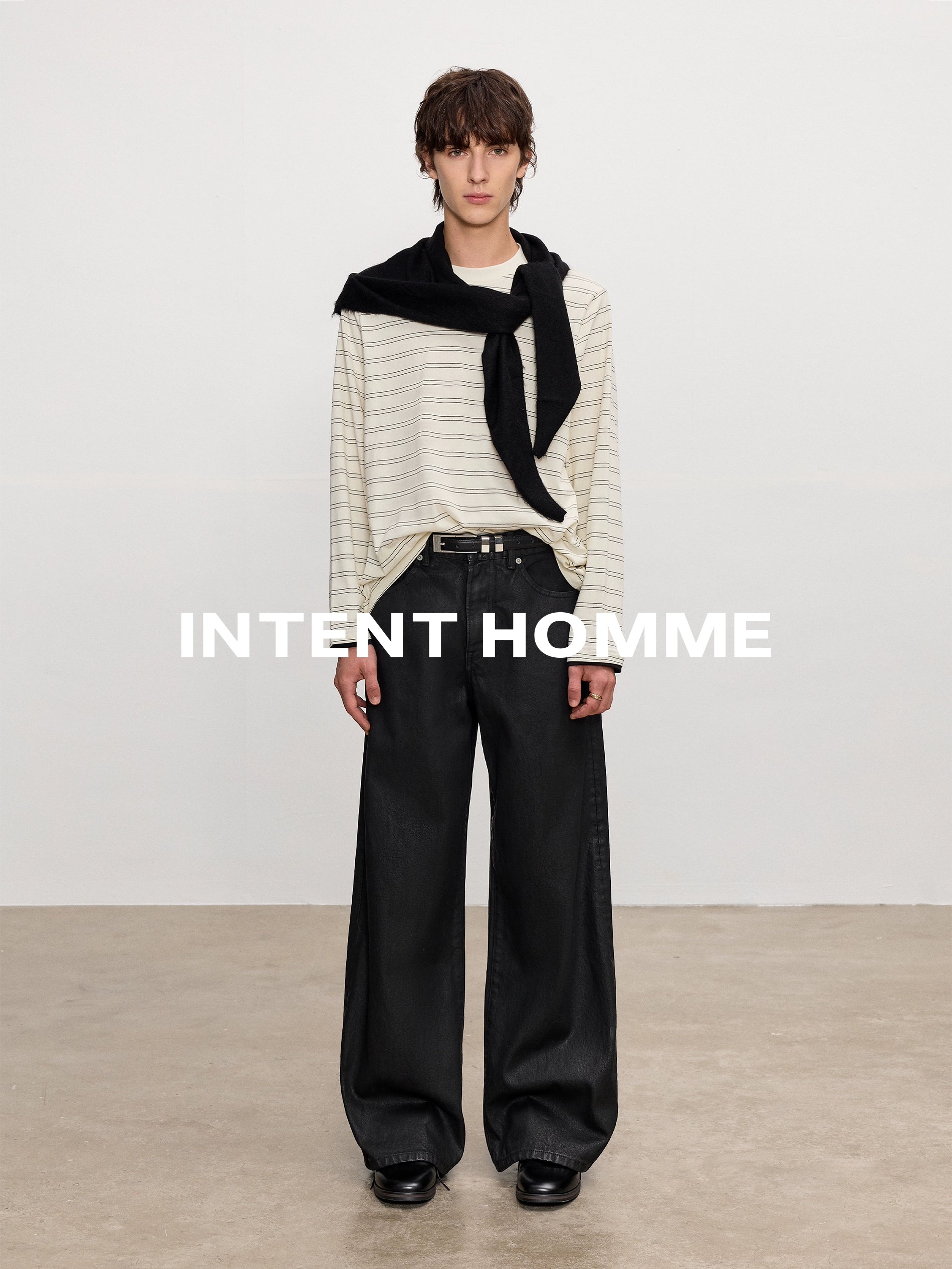INTENT Double-line Striped Contrasting Long Sleeves