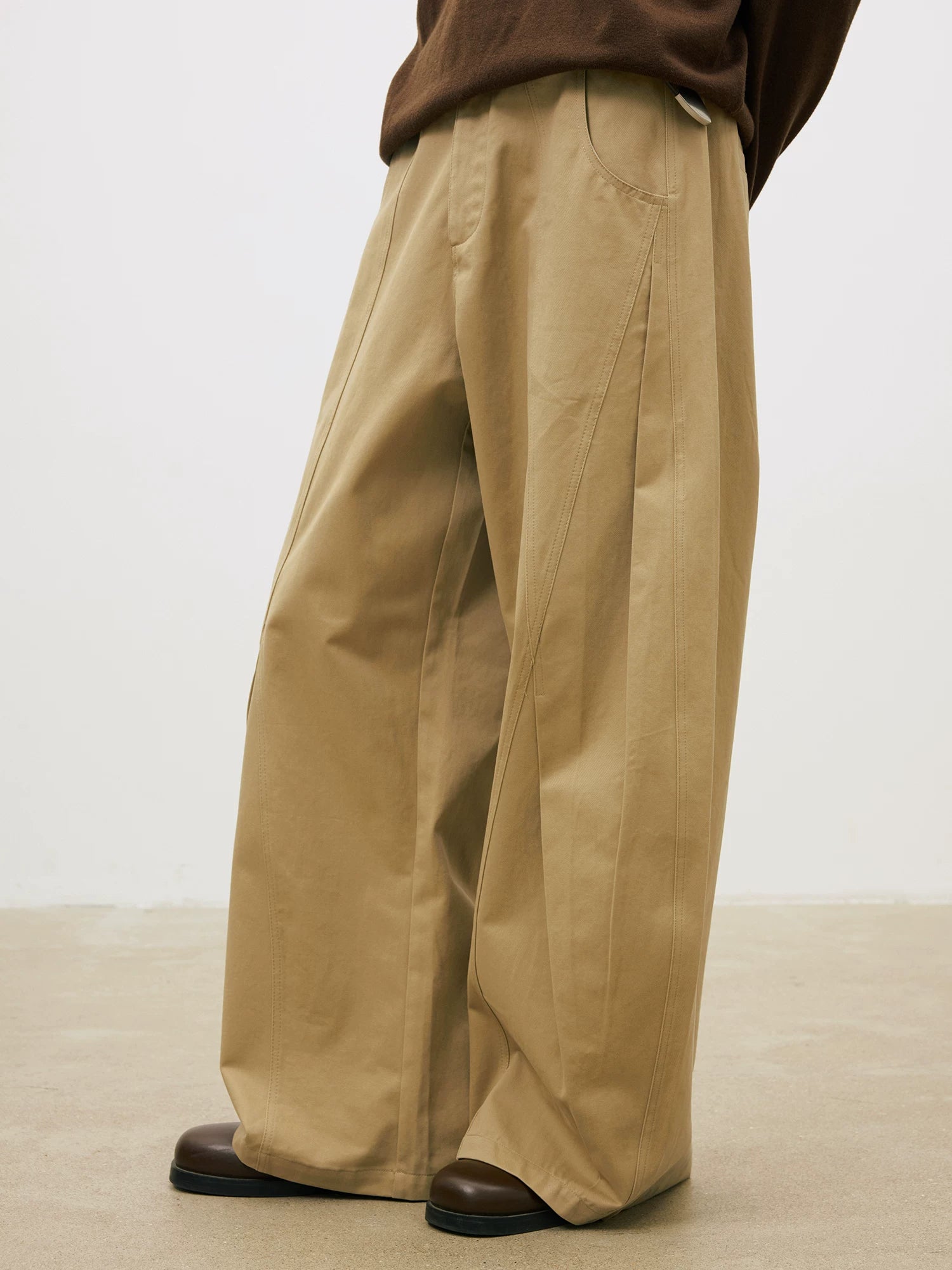 LR Vertical Pleated Abrasive Cotton Casual Pants
