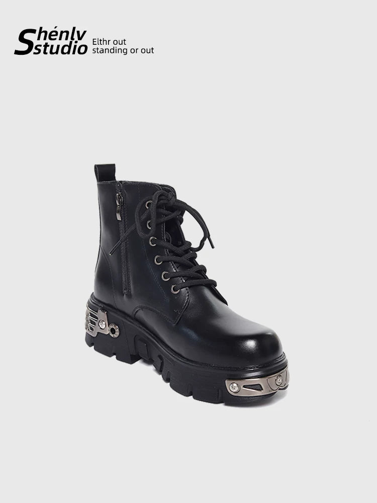 SHENLV STUDIO Skull Platform Martin Leather Boots