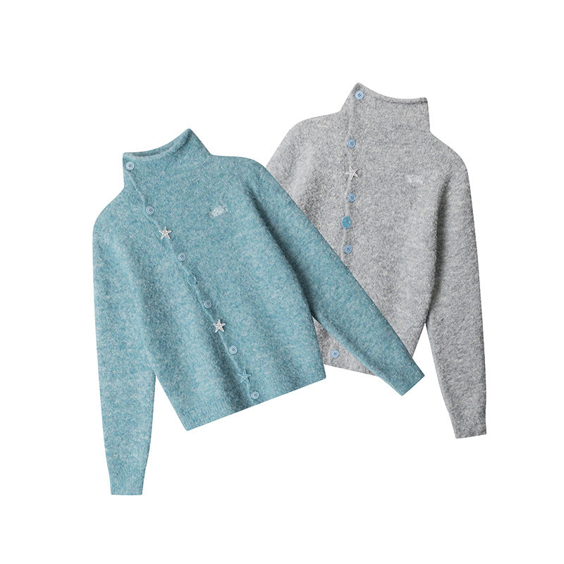 Nariele Turtleneck Soft Waxy Sweater Jacket