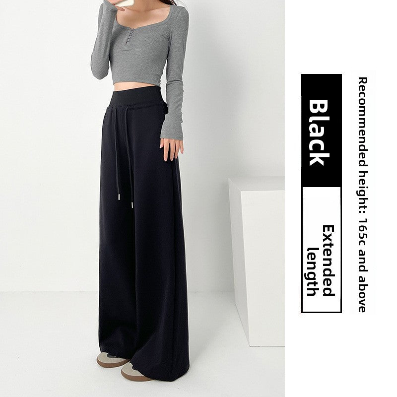 TIANQINGSE High-waisted Slim Straight Casual Wide-leg Sweatpants