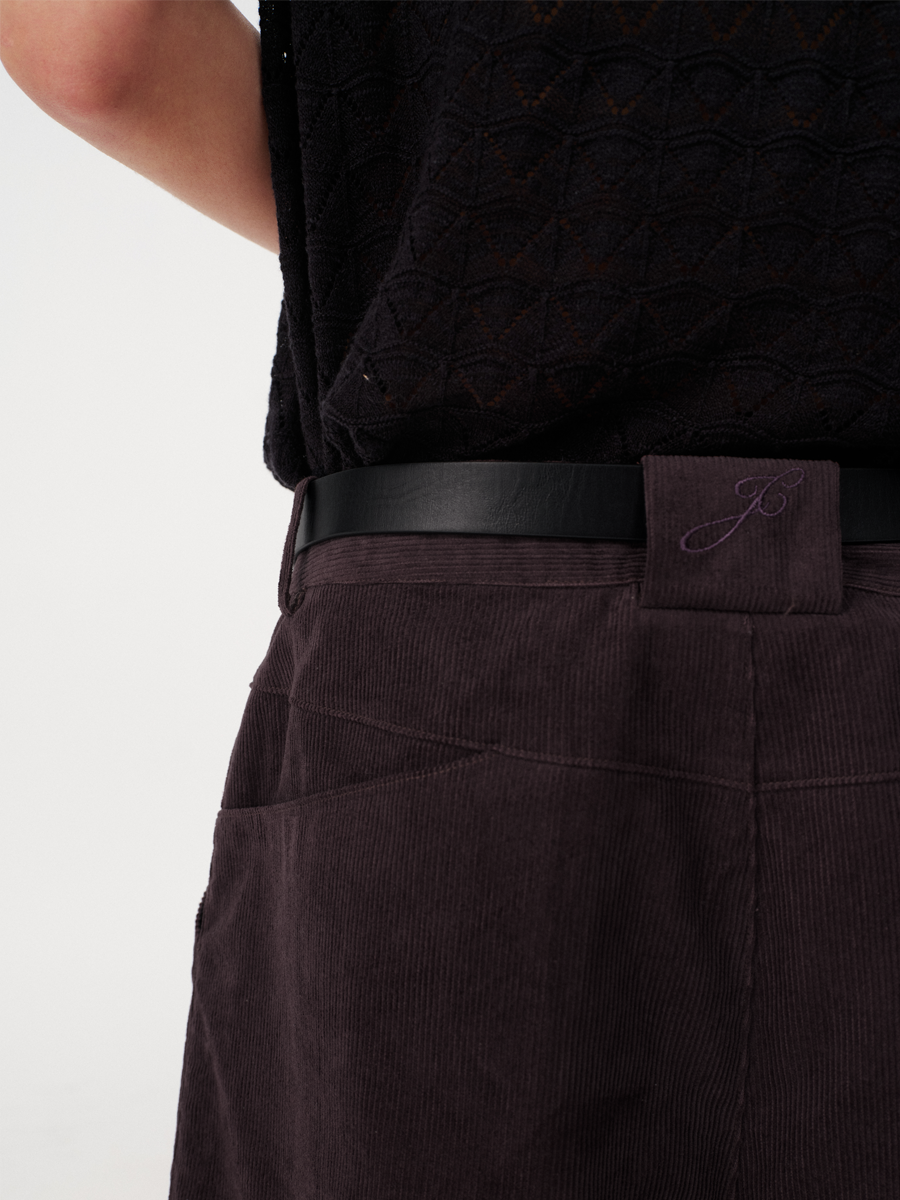 JCAESAR Striped Corduroy Cropped Pants