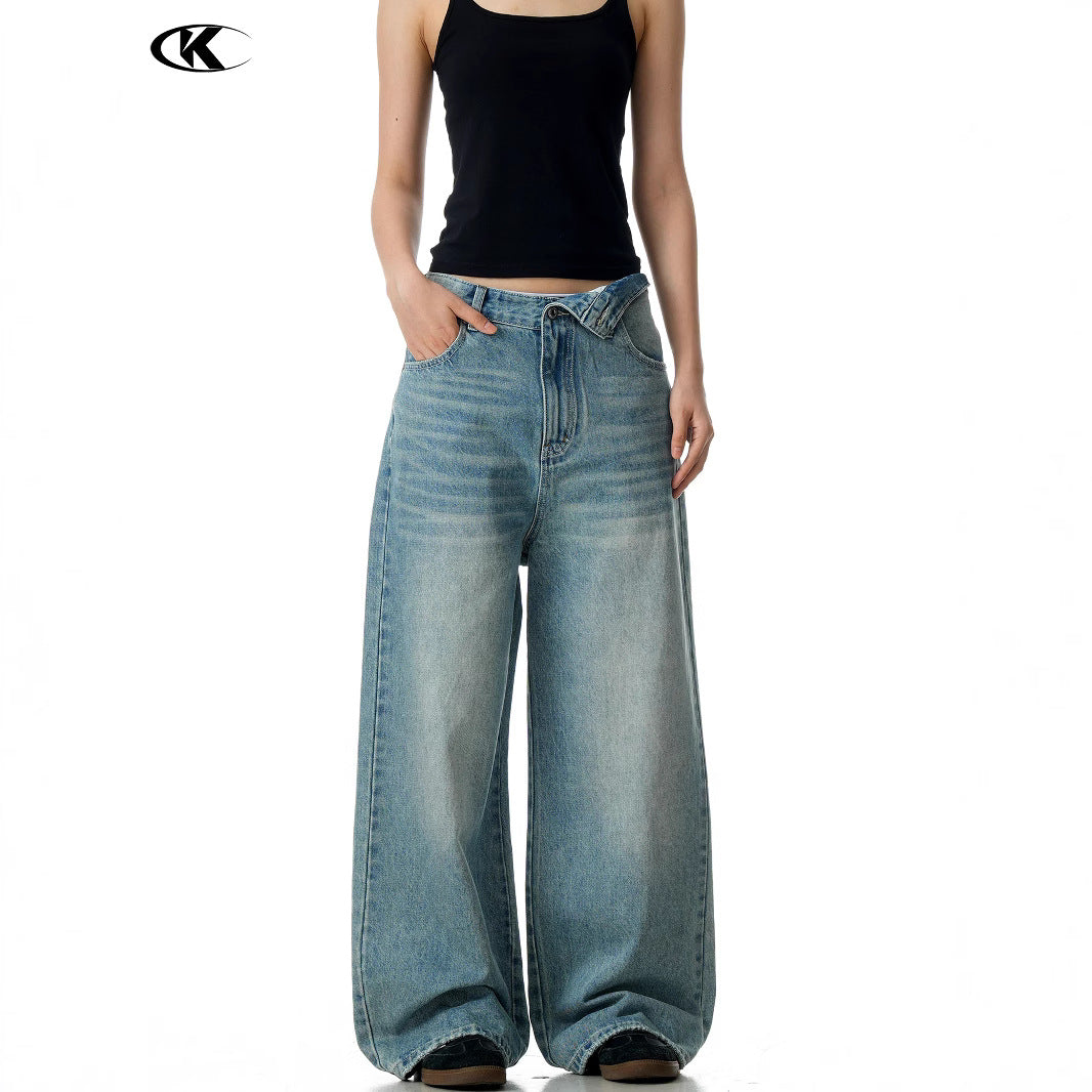 11KN Retro Loose Casual Three-dimensional Jeans