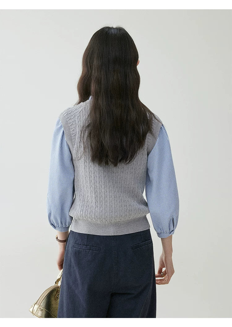 VOOE Crew Neck Stacked Knitted Vest