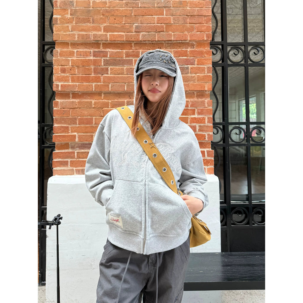 CCYE Vintage Star Embroidered Hooded Sweater Jacket