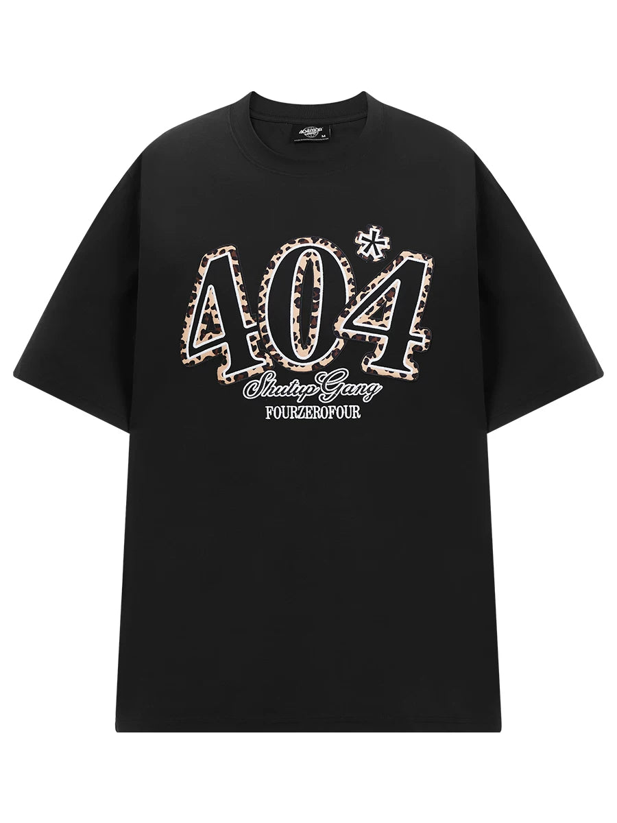 404MOB Leopard Patch Embroidery Loose Tee