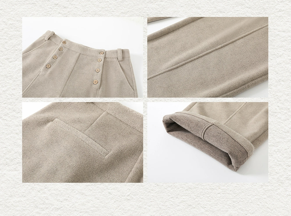 KREATE Double-breasted Casual Loose-drape Thickened Straight-leg Pants