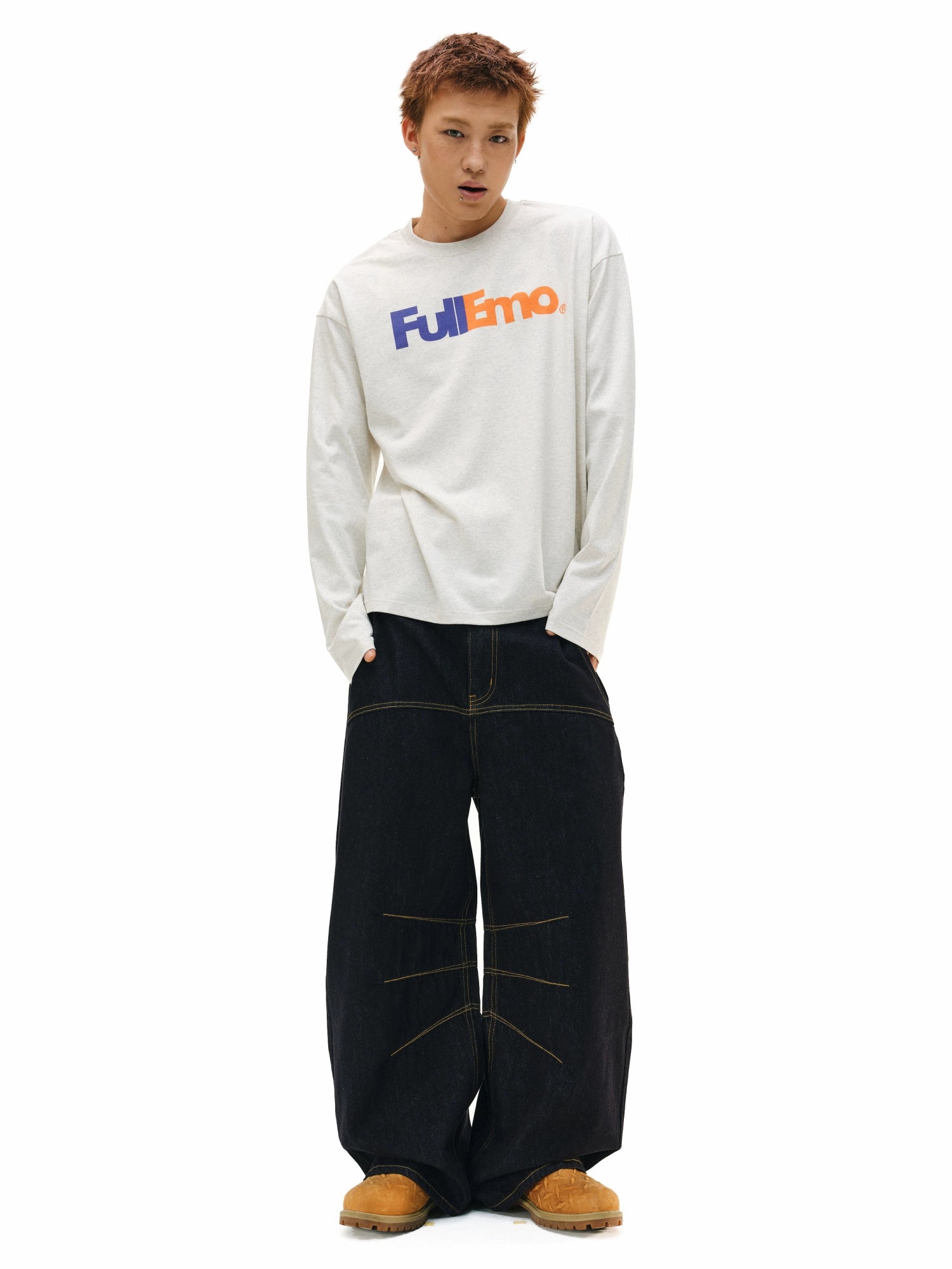 NOVACAM Retro Alphabet Print Fun Spoof Logo Long Sleeve