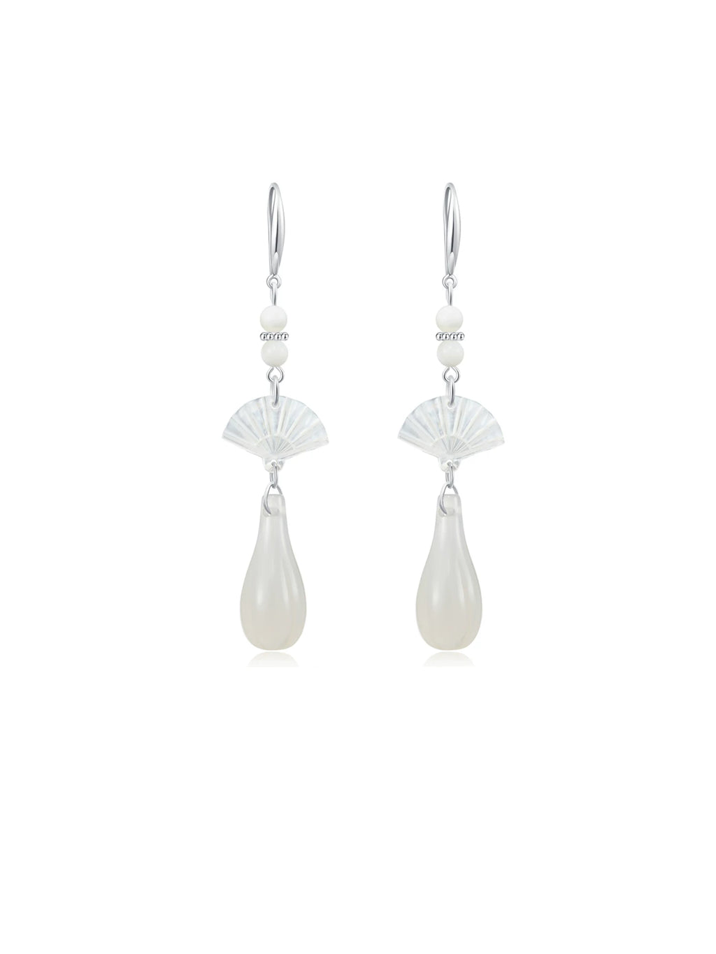 NO SOLUTION Water Drop White Agate Sterling Silver Earrings