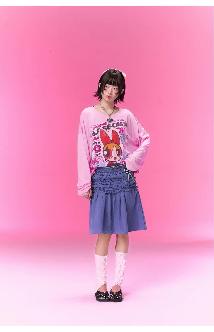 BJHG [Flying Girls Joint Name] Printed Lyocell Long Sleeve T-Shirt