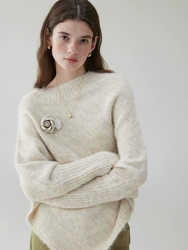 VOOE Irregular One-word Slanted Shoulder Lazy Sweater