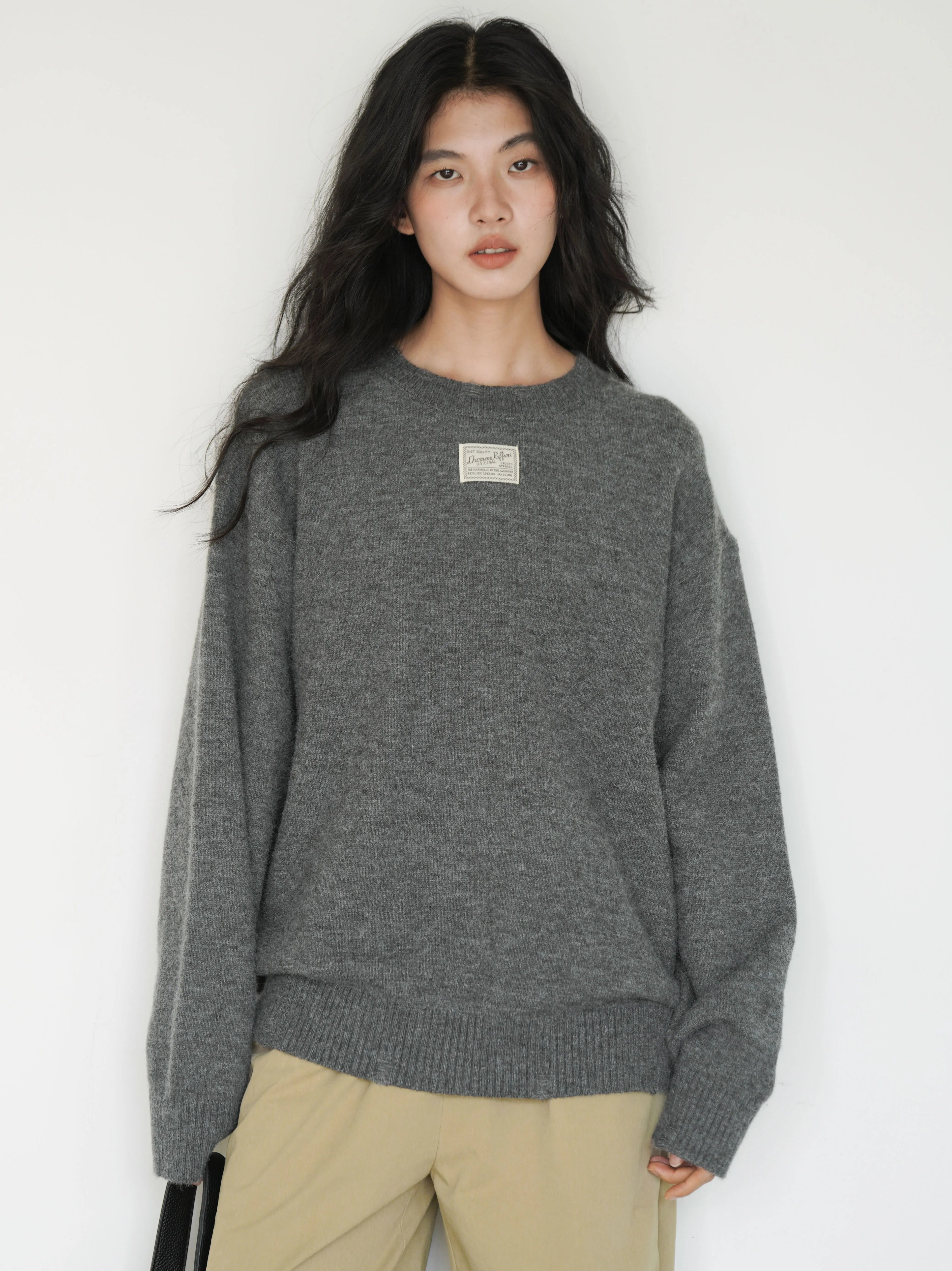 EIGHTHMONTH Lazy Style Crew Neck Pullover Loose Knitted Sweater
