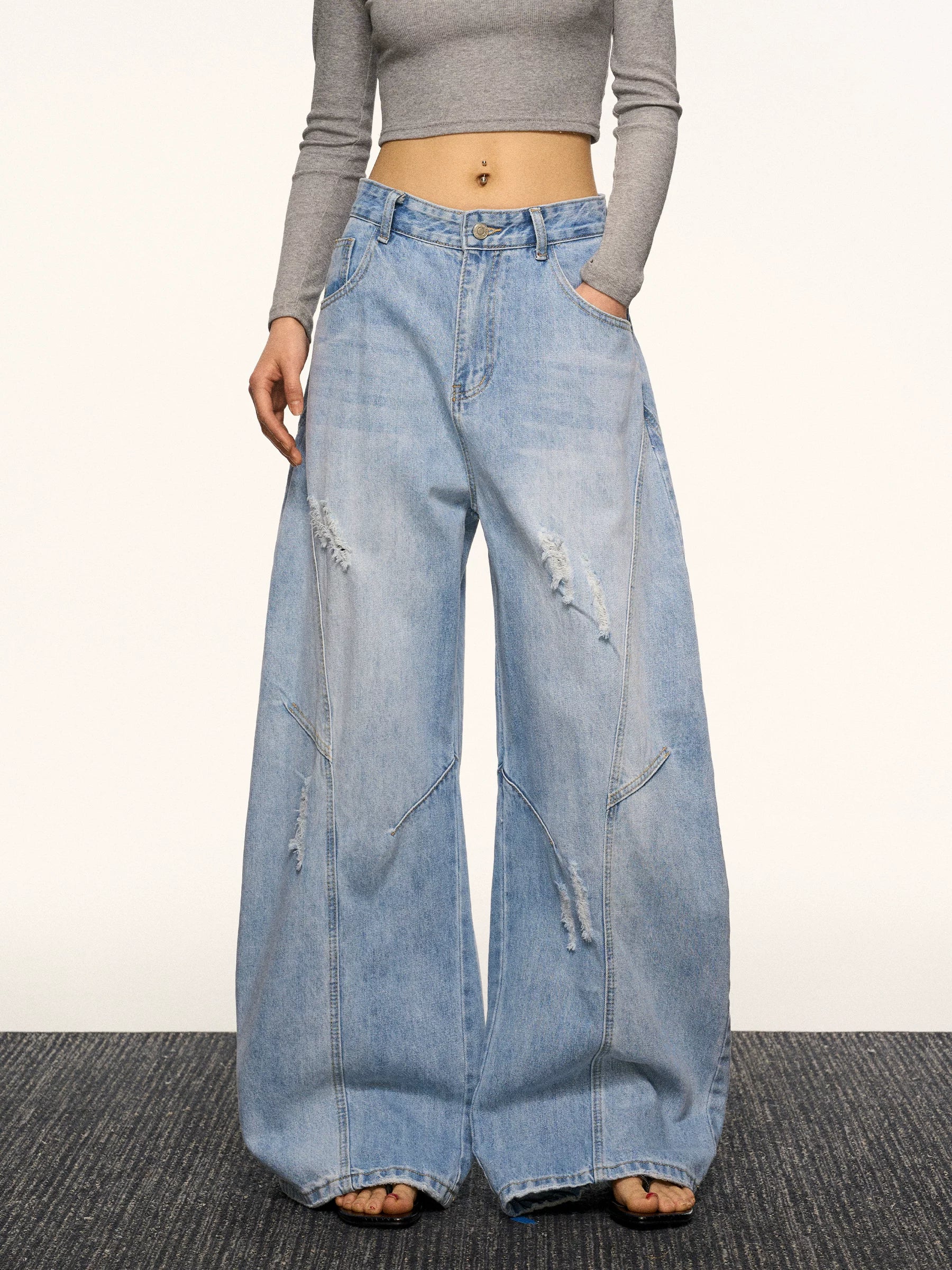 Aaisup Loose Straight Pants Versatile Wide Leg Pants