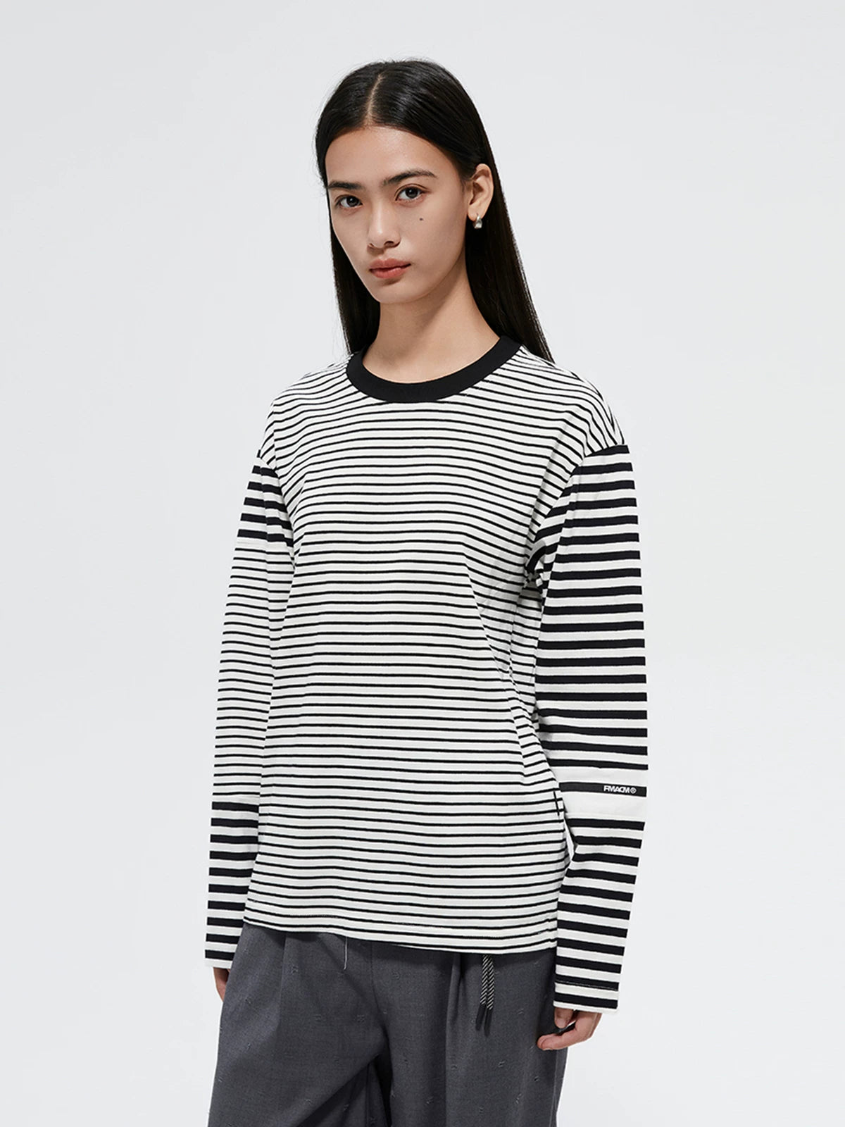 FMACM Irregular Striped Splicing Long Sleeve