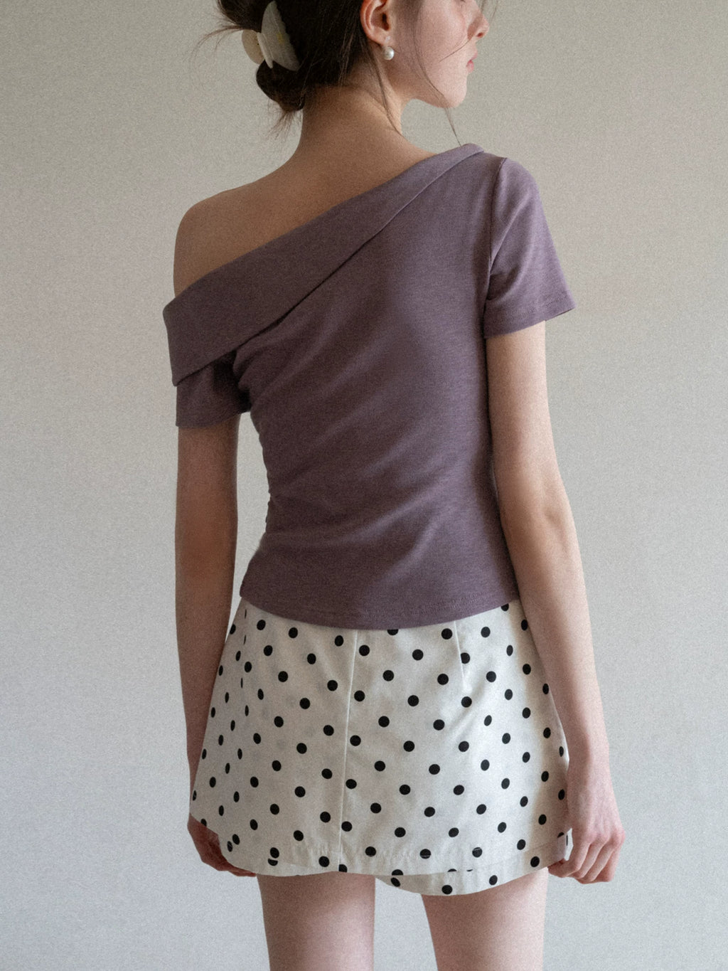EGGKA Fake Two-piece Polka Dot Slim Skirt