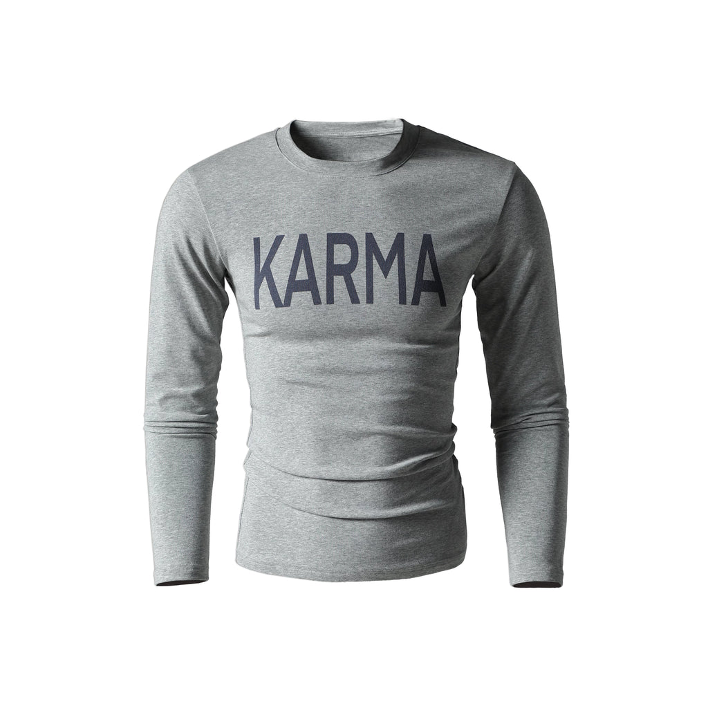 KARMANISTIC Vintage Crew Neck Letter Print Slim Sleeve