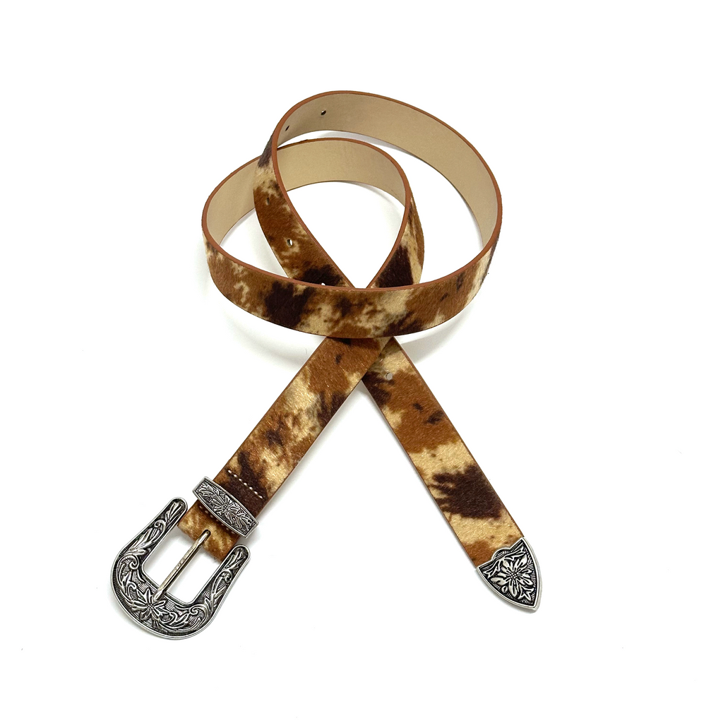 DPOL Cow Pattern Belt Maillard Couple Belt