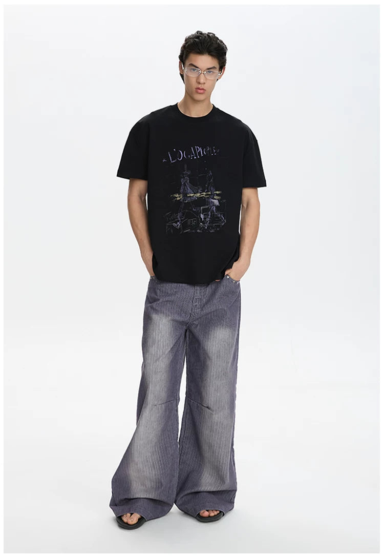 A PUEE Vintage Wide Leg Loose Straight Casual Pants