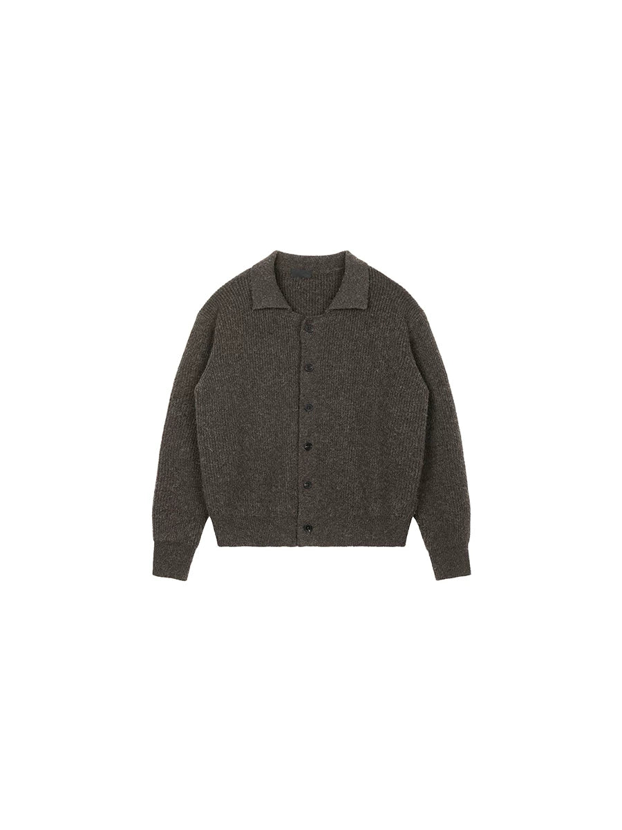 PLUS NO LOGO Thickened Lapel Short Sweater Cardigan