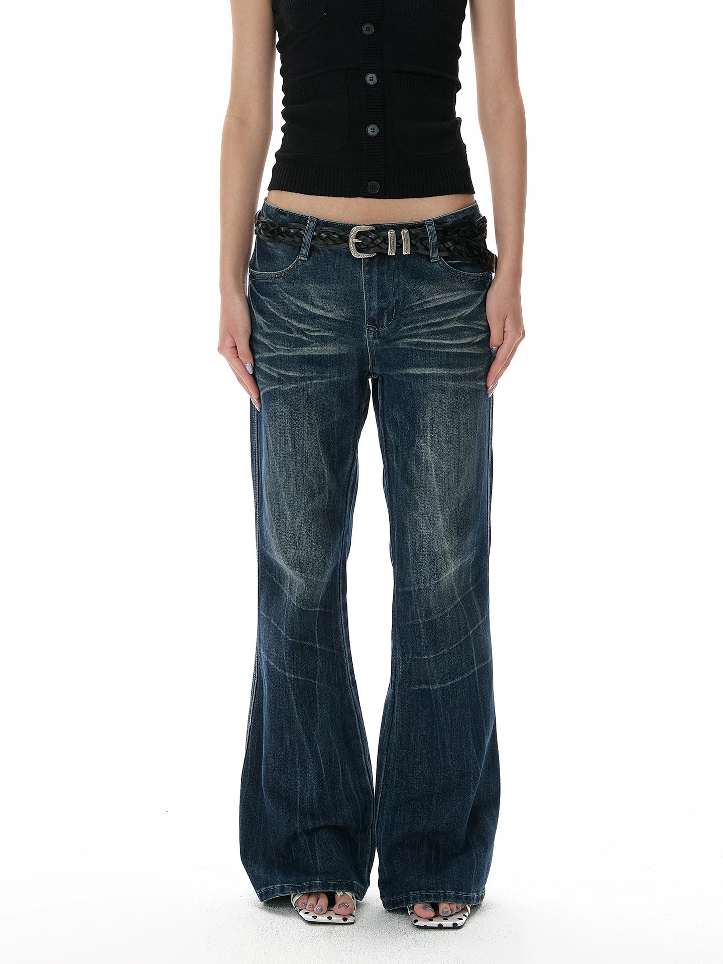A PUEE Retro Low-rise Straight-leg Slim-fit Jeans