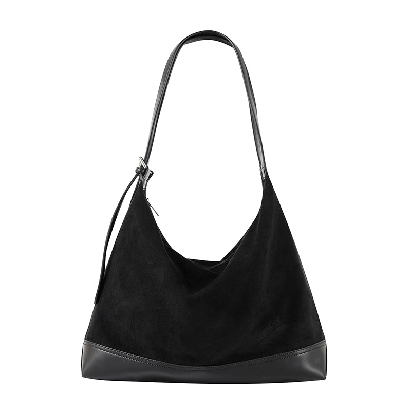 CryingCenter Suede Splicing Large Capacity Shoulder Strap Crossbody Bag