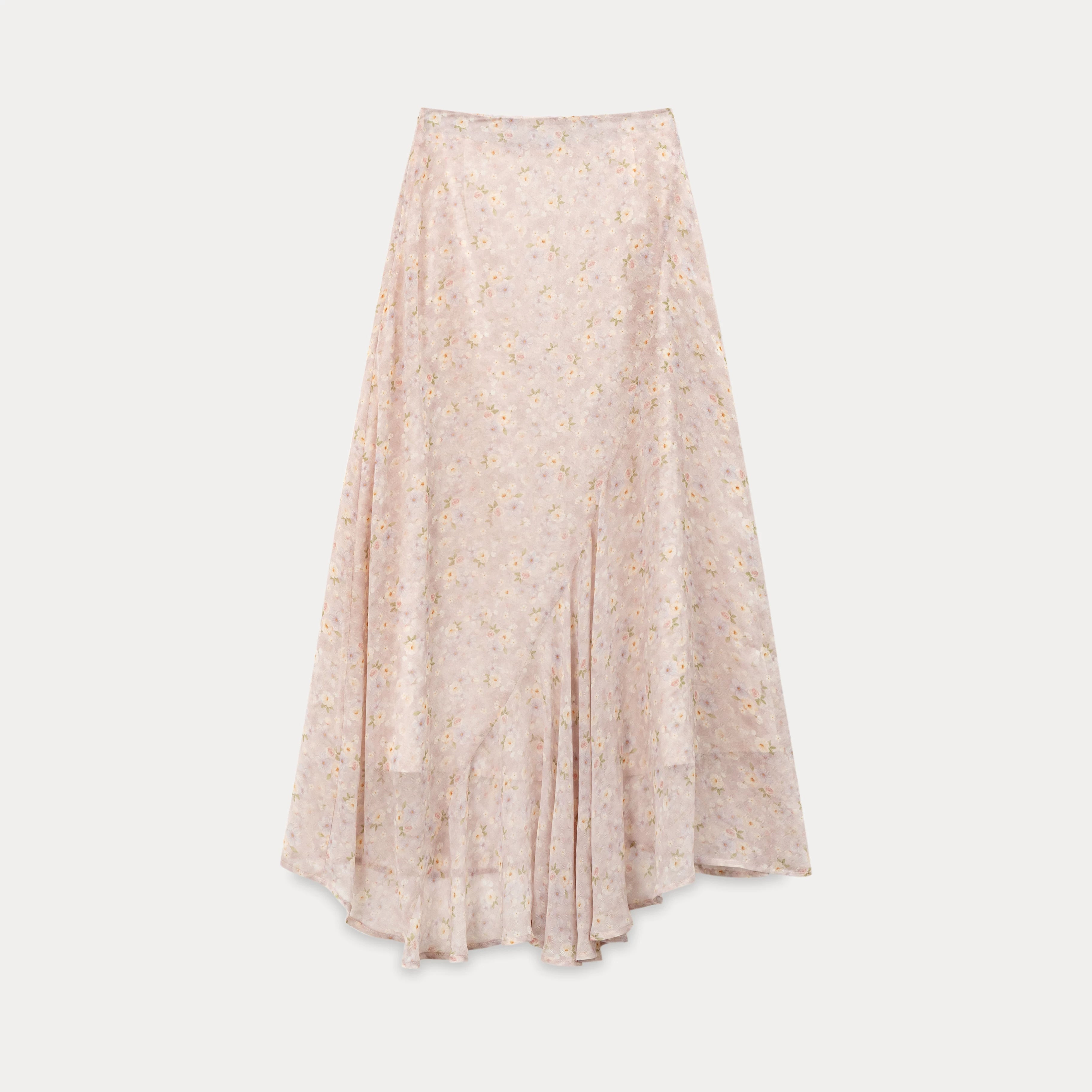 EGGKA Irregular Drape Elegant Floral Skirt