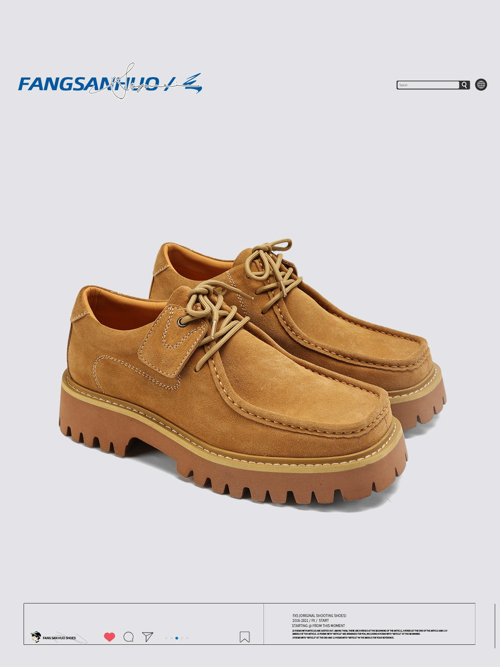 FANGSANHUO Vintage Square-toe Casual Derby Shoes