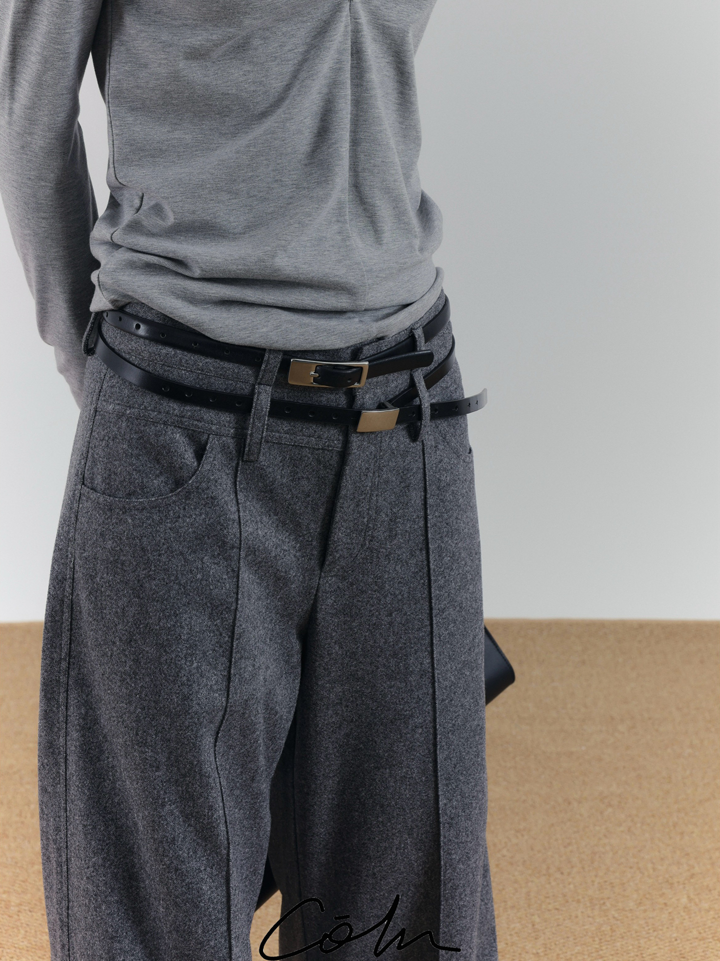 COLN Double-waist Woolen Trousers