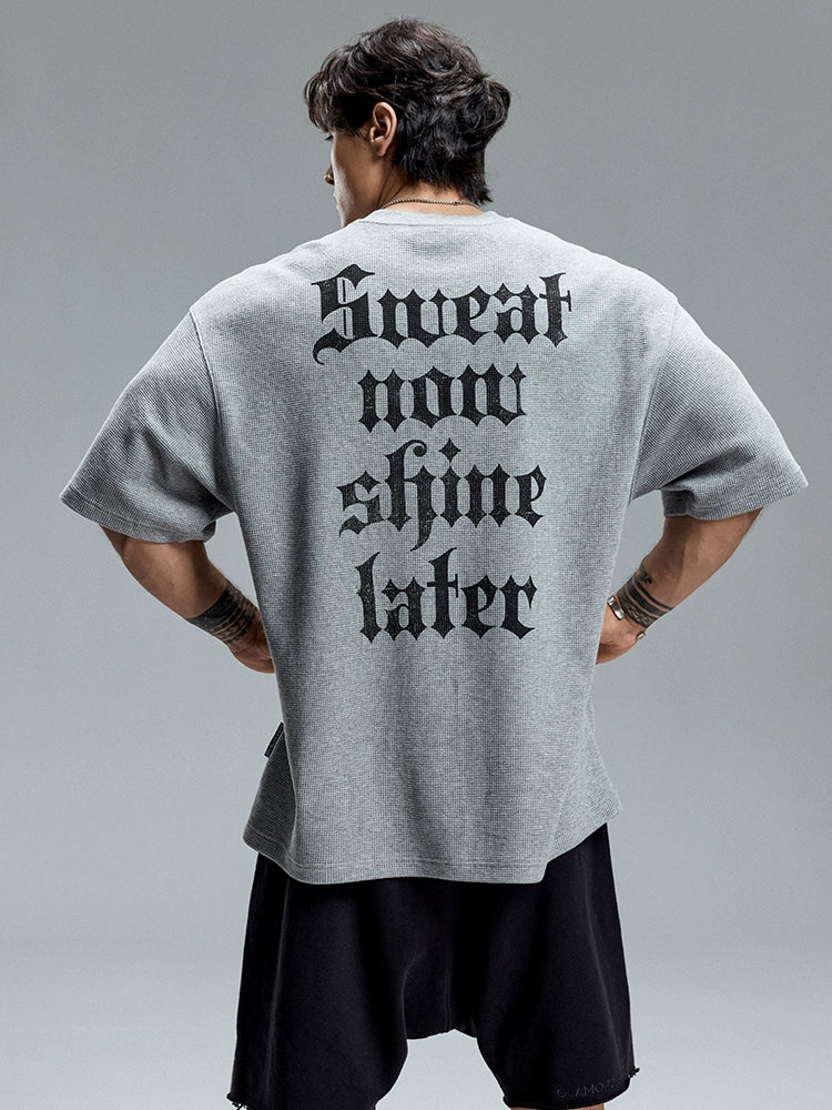 MuscleDog Waffle Casual Loose Fitness Tee